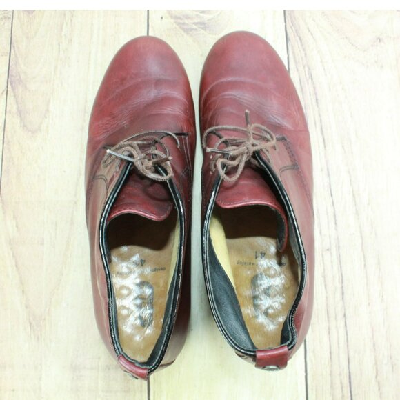 Wolky Dusky Burgundy Leather Lace Up Casual Wedge Bootie Size 41 US 10 - Picture 7 of 10